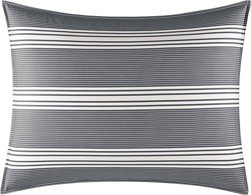 Miniatura 4 de Nautica - Juego de edredón tamaño King, ropa de cama reversible de algodón con fundas a juego, elegante decoración del hogar (gris oscuro, King)