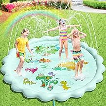 Peradix Splash Pad Ronda, Tapete de Juegos de Agua 200CM Almohadilla de Aspersor de Juego, Jardín de Verano Juguete Acuático para Niños,Almohadilla de Rociadores, Piscina Tapete Acuático（Verde）