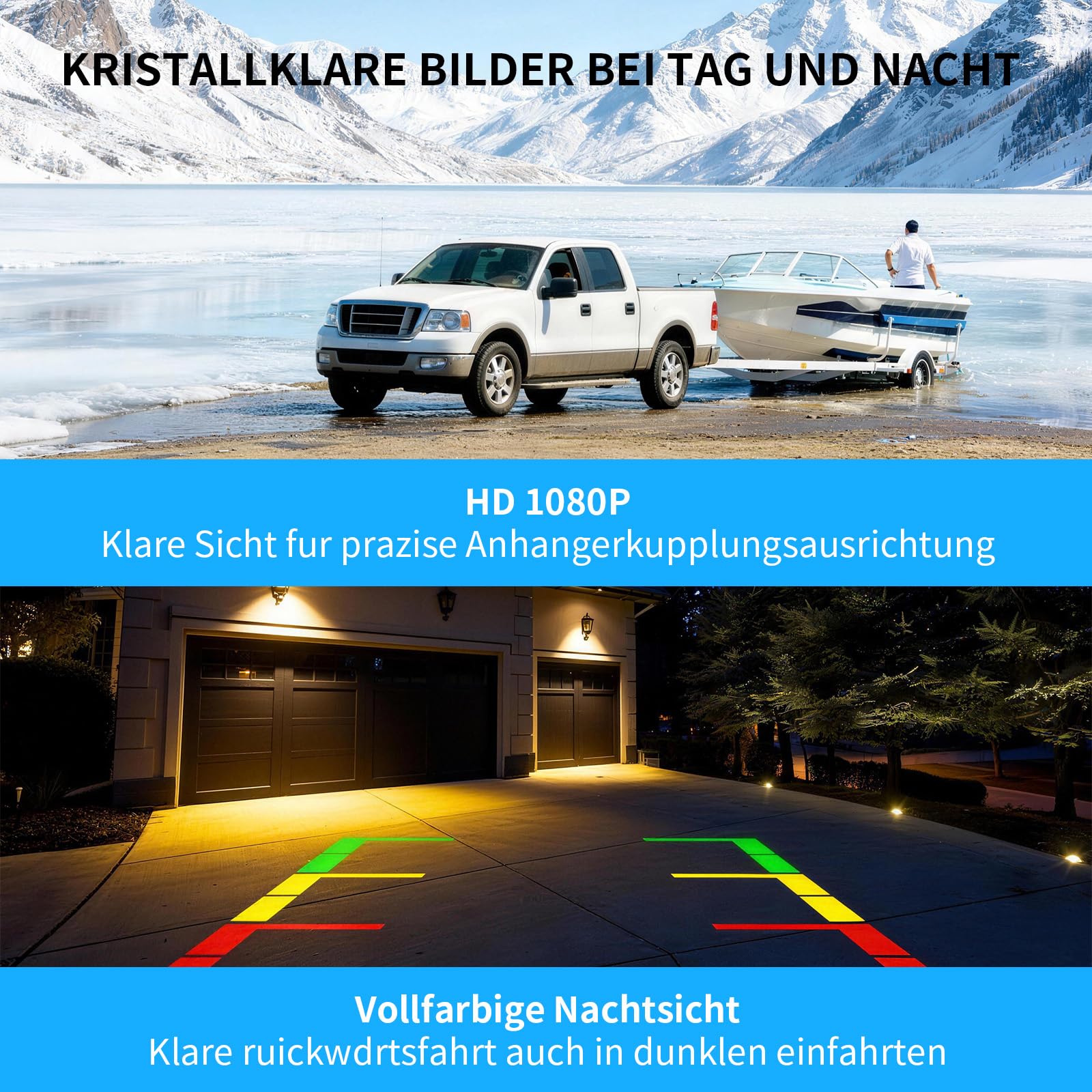 eRapta Solar Rückfahrkamera Kabellos mit 5" 1080P Monitor