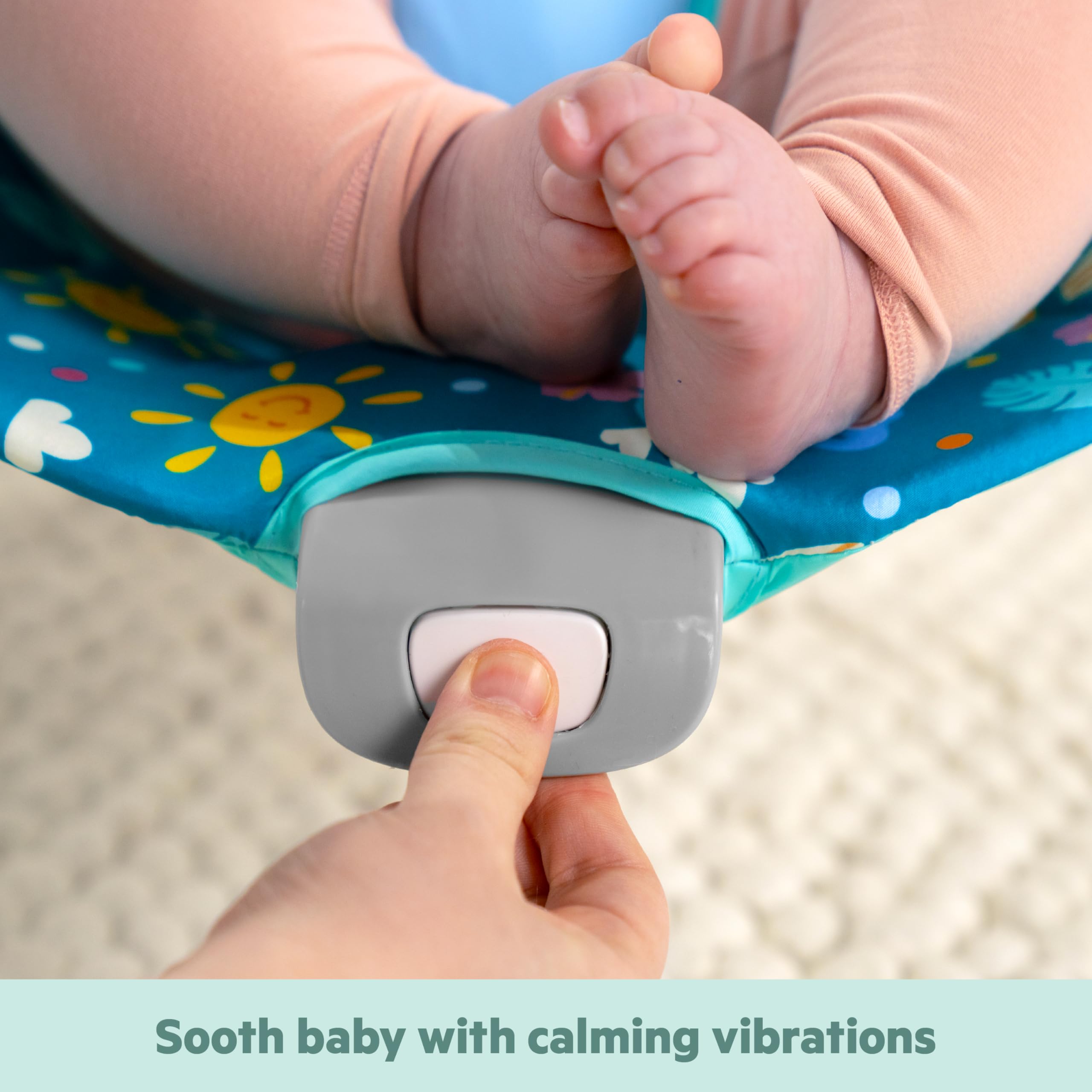 Disney Stitch Hamaca vibratoria para bebé Ohana Paradise de Bright Starts, Barra de juguetes desmontable, 2 juguetes incluidos, para 0-6 meses