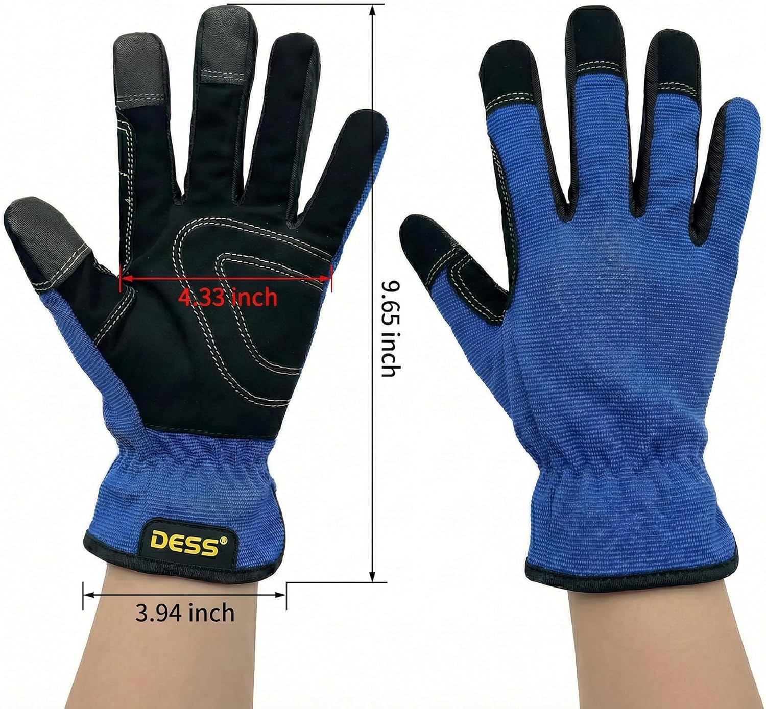 Work Gloves for Men, Durable Mechanic Gloves, Flexible Gardening & Utility Work Gloves with Touchscreen