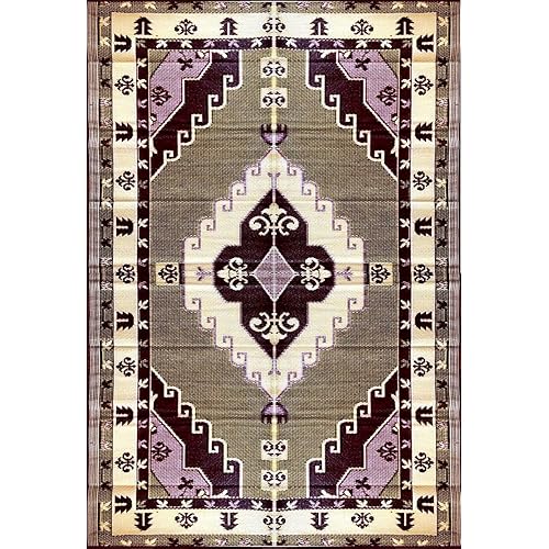 BalajeesUSA Outdoor Patio Rugs Clearance 6'x9' (183 cm x 274 cm) Red, Black, Lt Yellow, white 20171