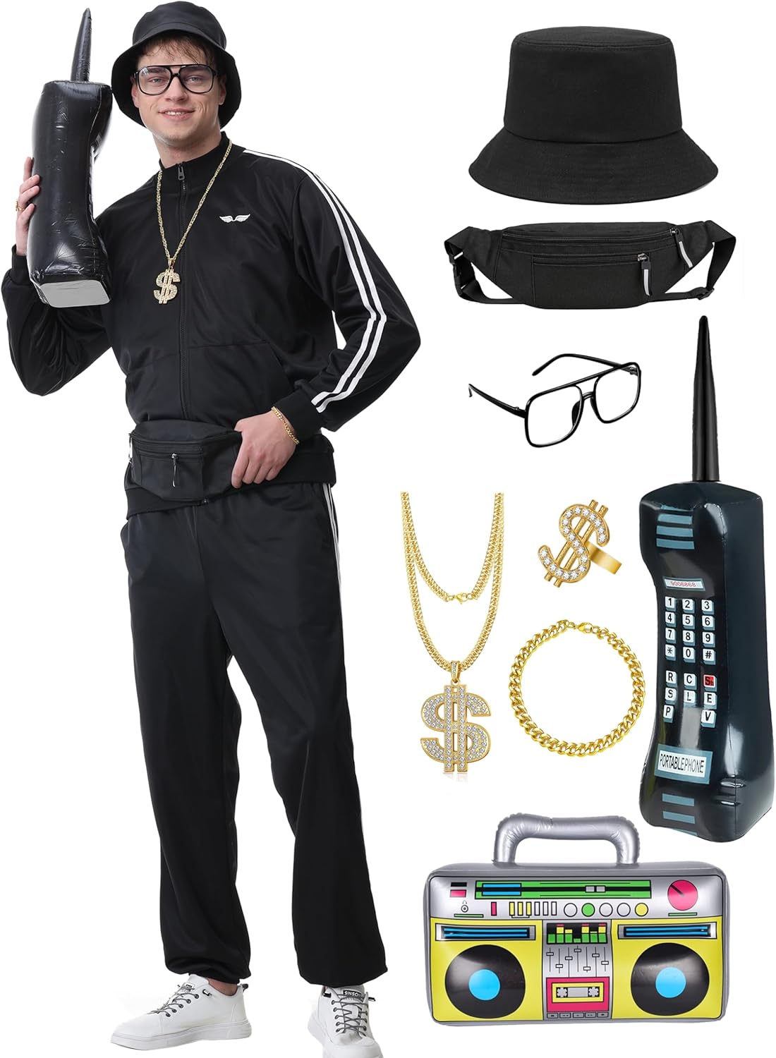 80s Outfit for Men 90s Track Suit Themed Party Outfits Costume for 80s 90s Windbreaker Sweatsuit Sportswear