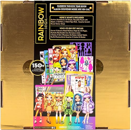 Miniatura 9 de Rainbow High Fashion Runway by Horizon Group USA, Dress Up 6 muñecas troqueladas, más de 100 accesorios incluyendo telas y calcomanías