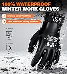 JDL 100% Waterproof Winter Work Gloves for Men & Women, Thermal Insulated Freezer Gloves for Cold Weather, Super Grip Palm, Carbon Black, Large