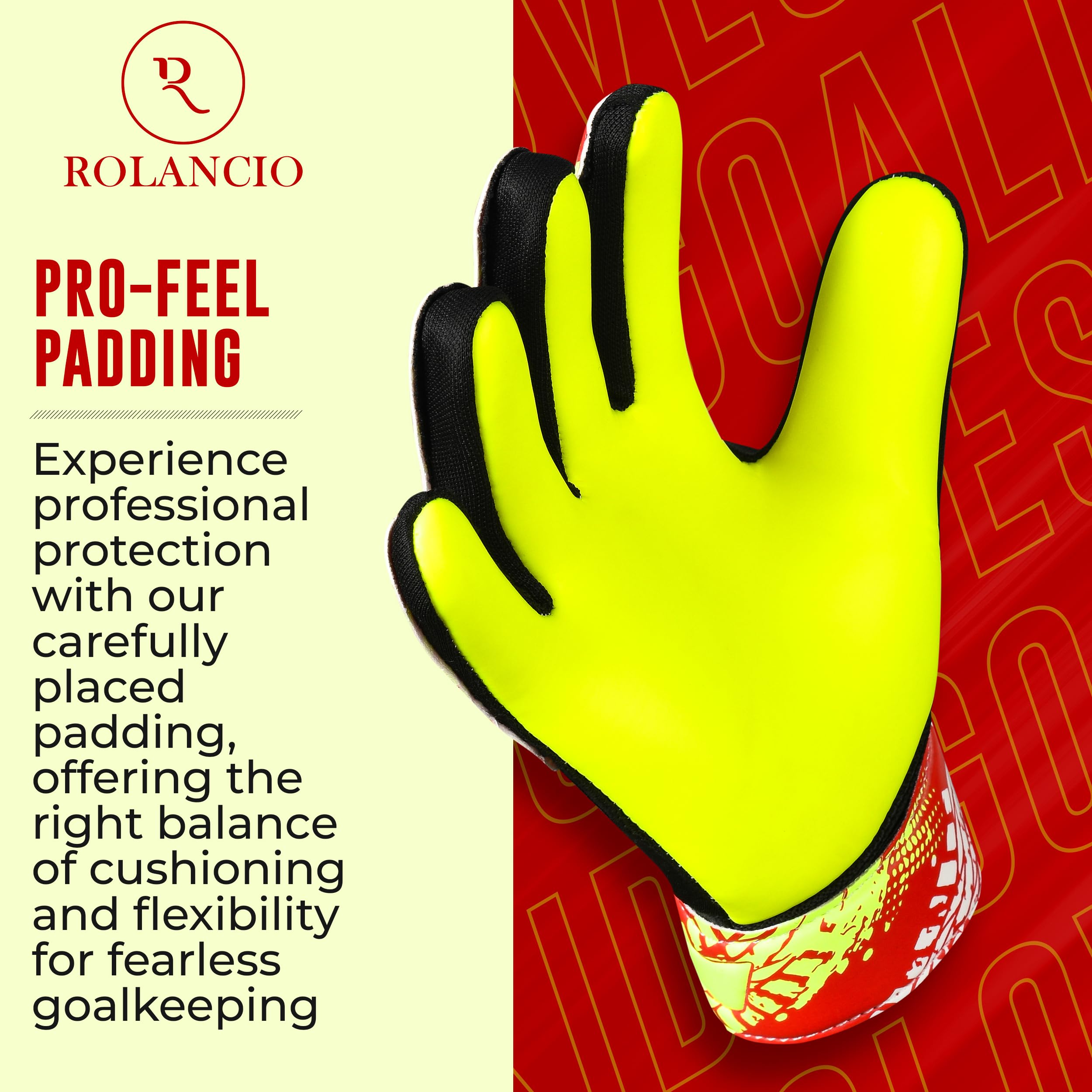 ROLANCIO Goalkeeper Gloves, Yellow, 05 - Image 4