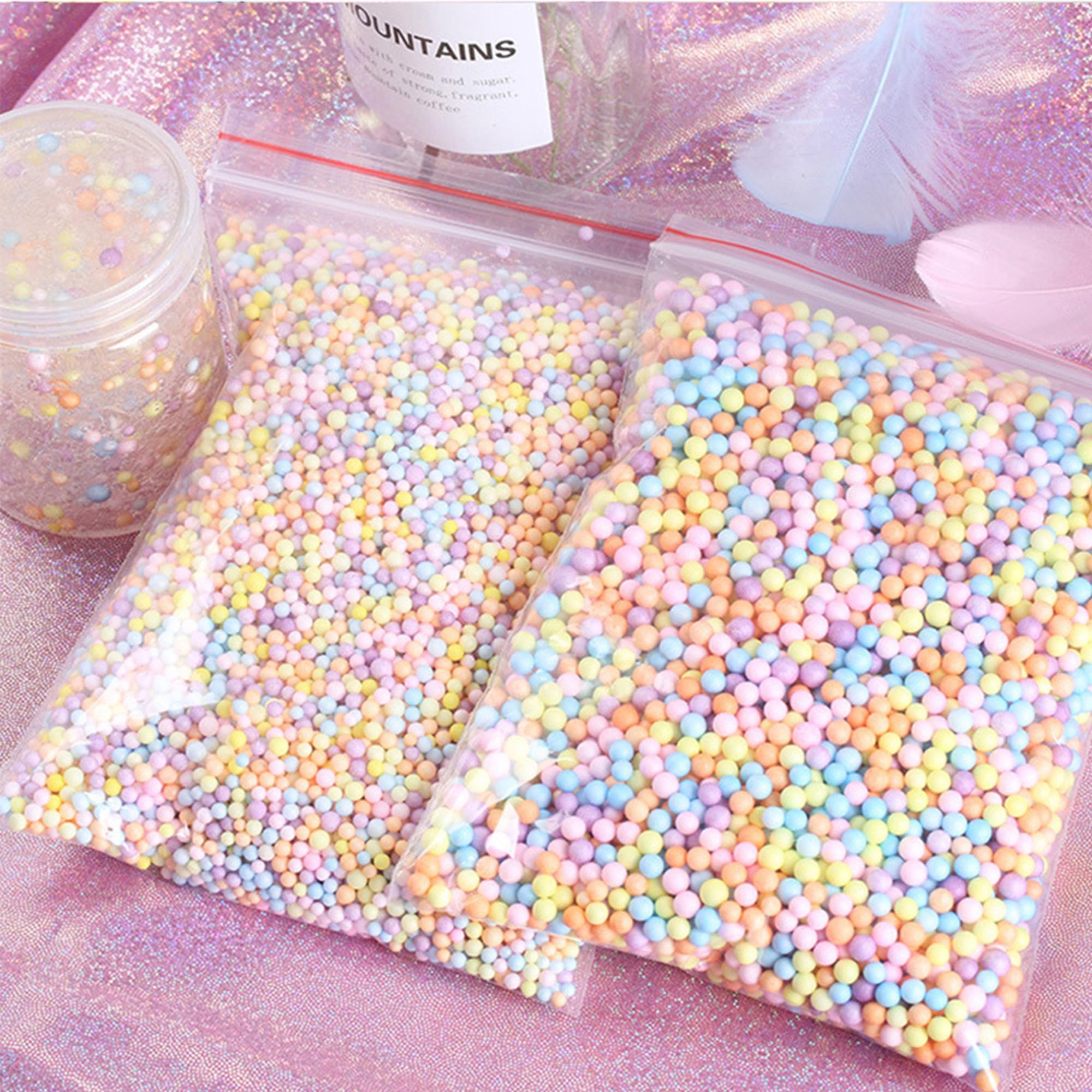 MINGZE 50G White Styrofoam Foam Balls for DIY and Slime Supplies Craft Foam Balls 2.5-3.5mm for Kids DIY Arts Crafts Decorations Home Decorative