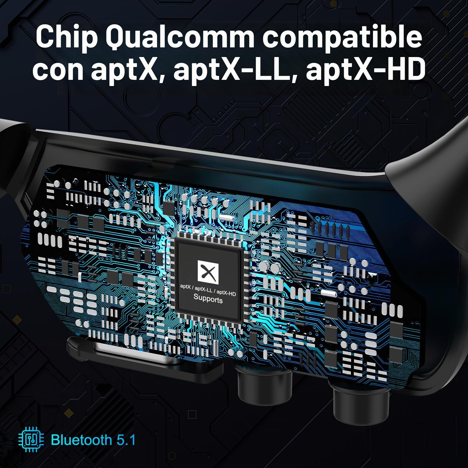 LK02 - Auriculares Bluetooth de oreja abierta con micrófono, cancelación de ruido inalámbricos con botón de silencio, compatibles con aptX/aptX-LL/aptX-HD, diseñados para reuniones, oficina en casa