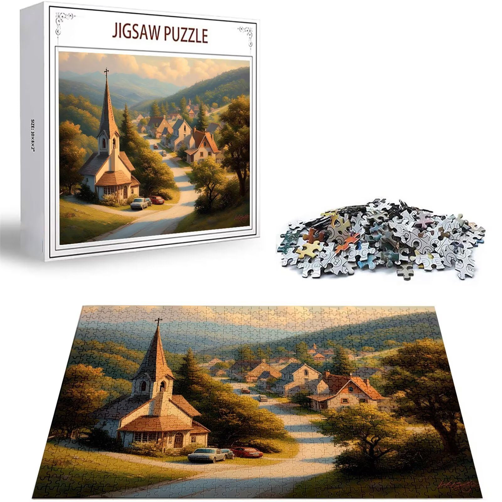 Puzzle Landschaft Puzzle 5000 Teile, Holzpuzzle Erwachsene, Mehrfarbig Holzpuzzle, Klassische Puzzles Kleine Stadt Wooden Jigsaw für Erwachsene Und Kinder 14 Jahren, Home Wand Dekor, 156x105cm D-155
