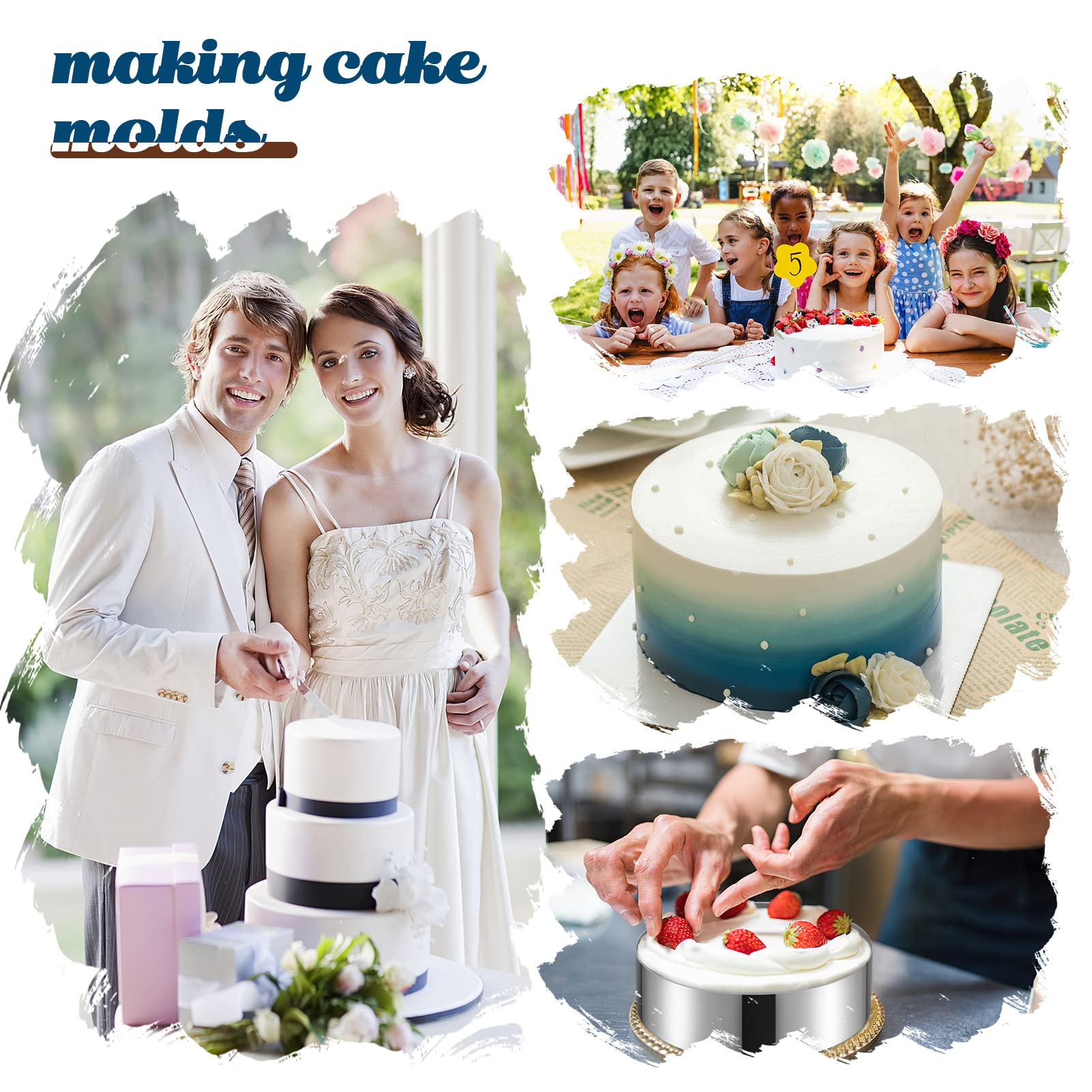 3 pcs Cercle a Patisserie 20 23 26 cm, Cadre Pâtissier Rond INOX Argent, Moule Cercle à Gateau Cookie Cutter Cadre Moule Entremet Fondant Gelée Gâteau Mousse Argent Accessoire Patisserie