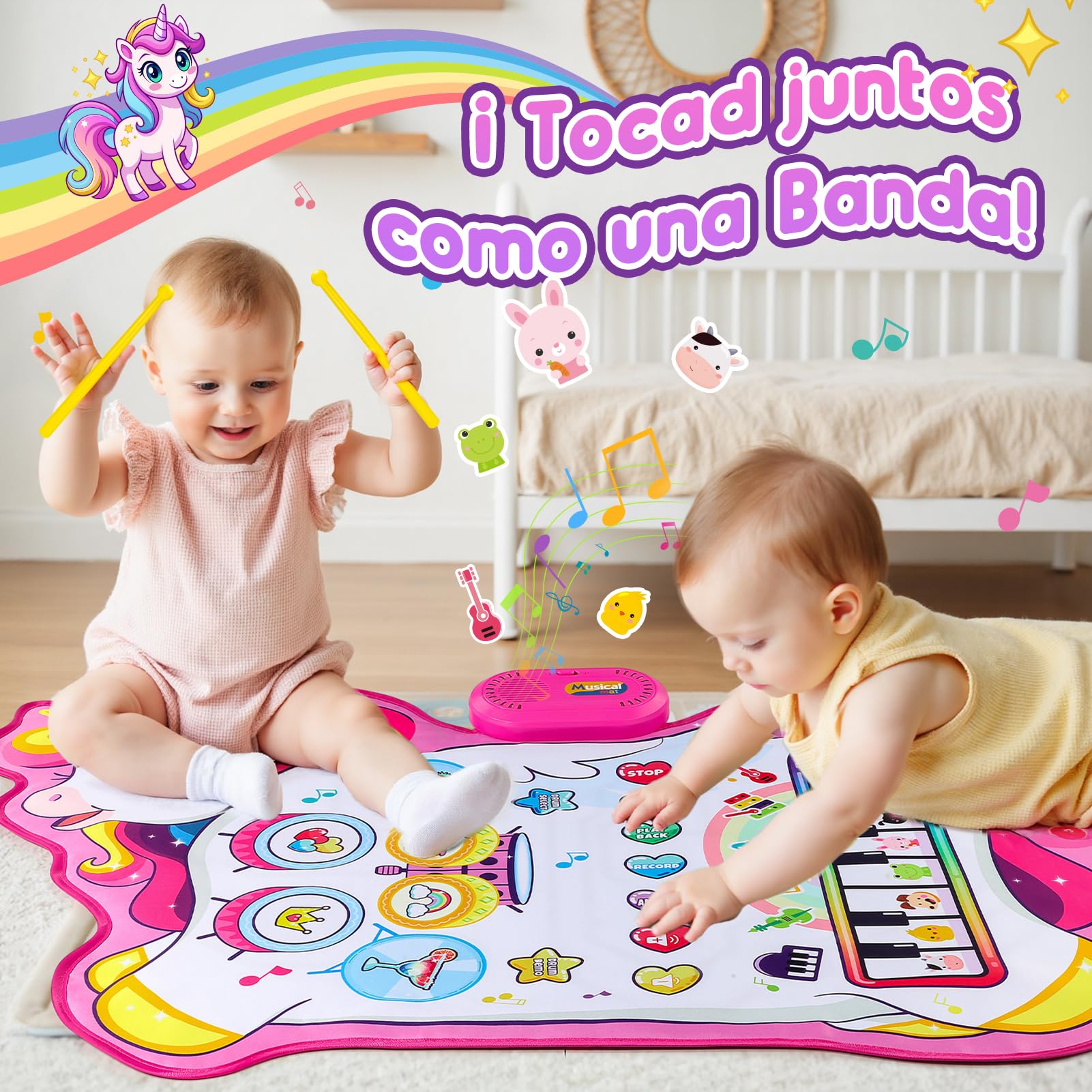 Gralal Unicornio Juguetes Niña 1 Año, Alfombra Musical 3 En 1 con 6 Instrumentos Y Grabación Juguetes Regalo 1 2 Niña Años, Piano Infantil Juegos Juguetes Montessori Educativos Sensoriales Bebe 1 Año