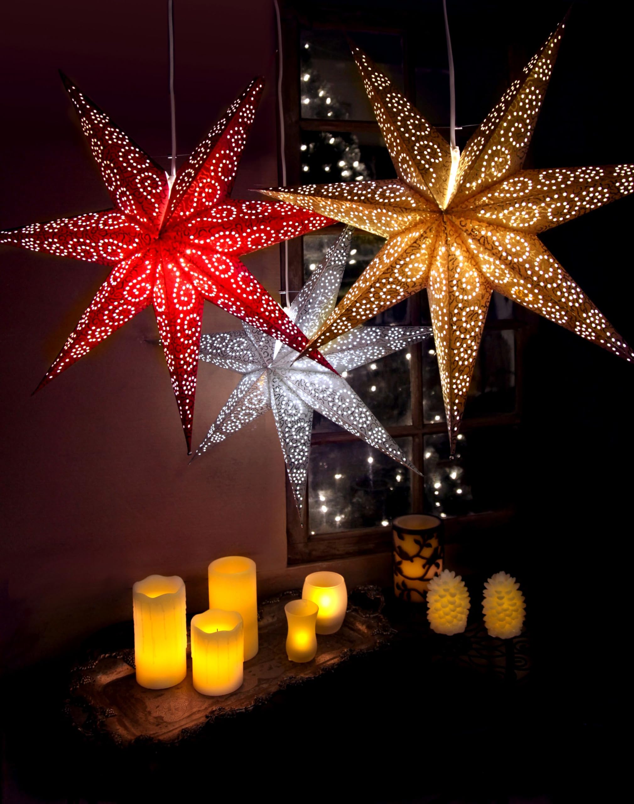Star Antique Papierstern, Papier, Gold