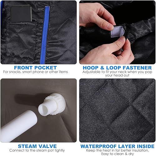 Miniatura 7 de OPPSDECOR Spa de sauna de vapor portátil, tienda de campaña de sauna personal para interiores, control remoto y silla y temporizador incluidos,