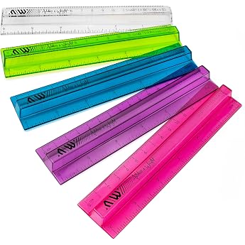 Ashton and Wright - 15cm Raised Rulers - Shatter Resistant Pack of 5 Clear Mixed
