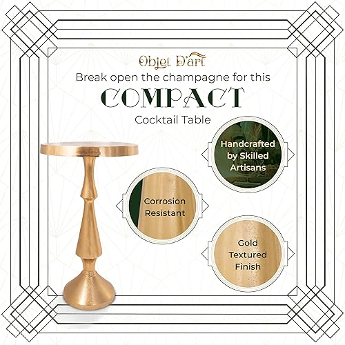 Miniatura 55 de OBJET D'ART ABEL, 21 pulgadas de altura, con acento metálico vintage, laterales, pedestal, coctail y bebidas para sala de estar y espacios pequeños