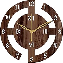 Freny Exim 12" Inch Wooden Mdf English Numeral Round Analog Wall Clock Without Glass (Brown, 30Cm X 30Cm) - 27