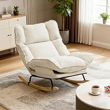 Extra Large Rocking Chairs Adjustable Indoor and Outdoor Lounge Chairs with Cushions for Study Living Room and Patios