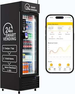 AI Vending Machine with Self-Checkout - DC360 Combo Refrigerated Vending for Fresh Food, Snacks & Cold Beverages - Real Time Inventory - Ideal for Office, School, Hospital, Gym (Black)