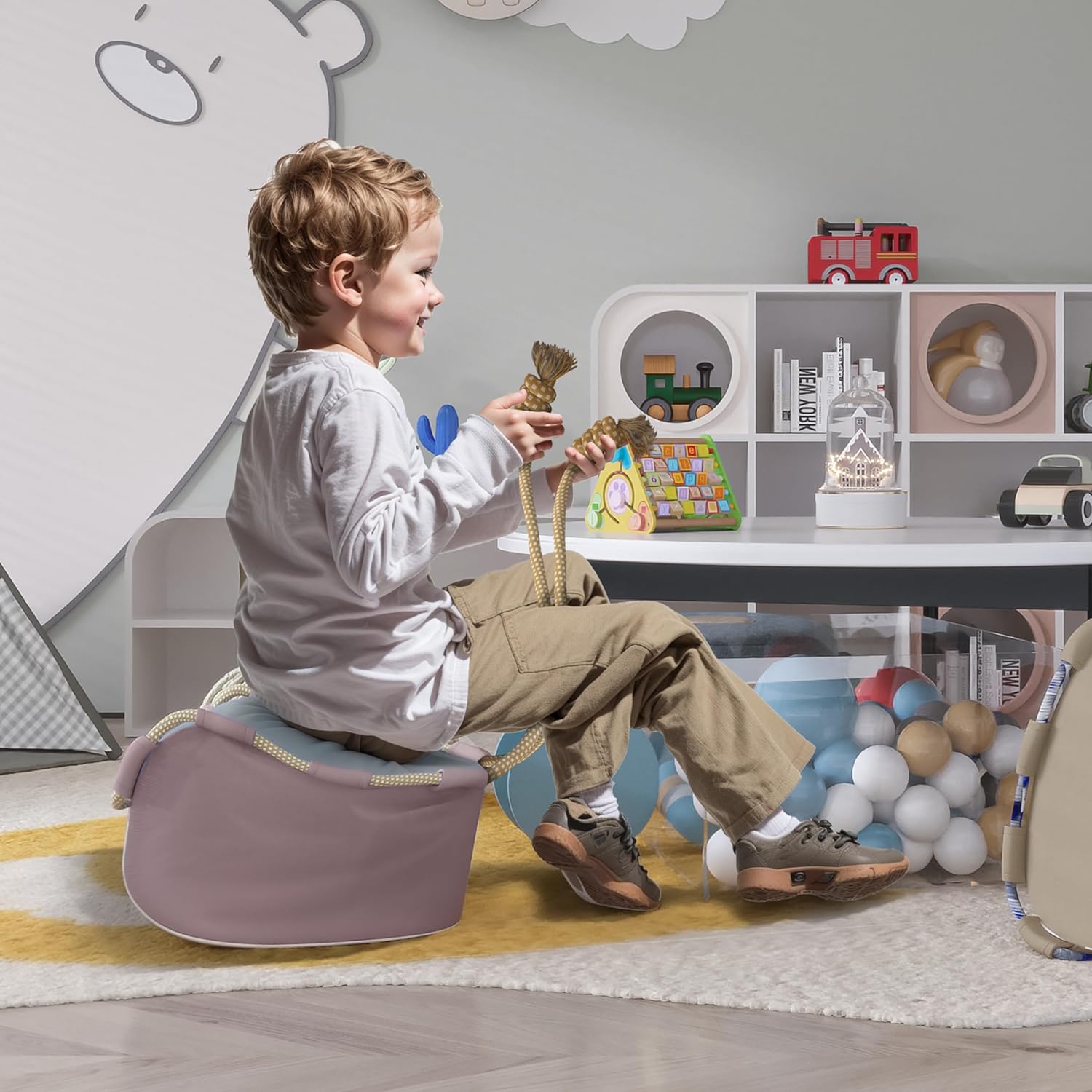 Kids Ottoman Footrest Stool Kids Foam Cushion Seat Room Decor Poofs Ottomans Furniture Flexible Seating for Classroom Elementary 2 Pcs Set