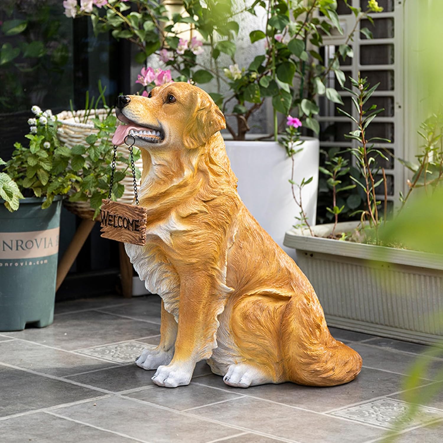 模擬旺財母子犬の置物、リビングの家の装飾、花園の庭の装飾 庭 大型 犬の置物 いぬ イヌ 動物 オーナメント ガーデン