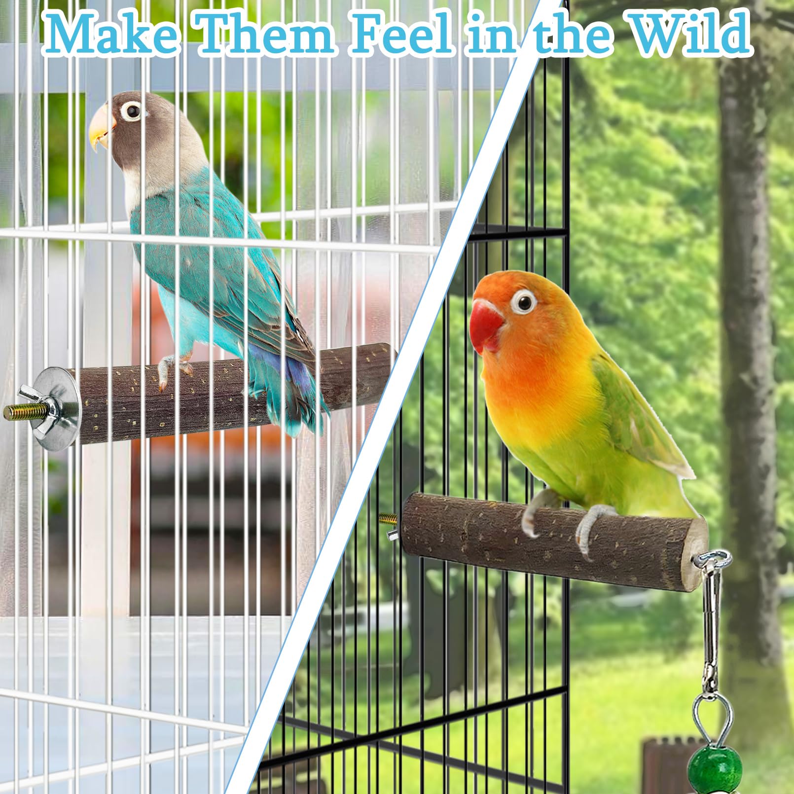 Cage Oiseau Rotating Parrot Perch Toy Bird Cage, Natural Wood Bird