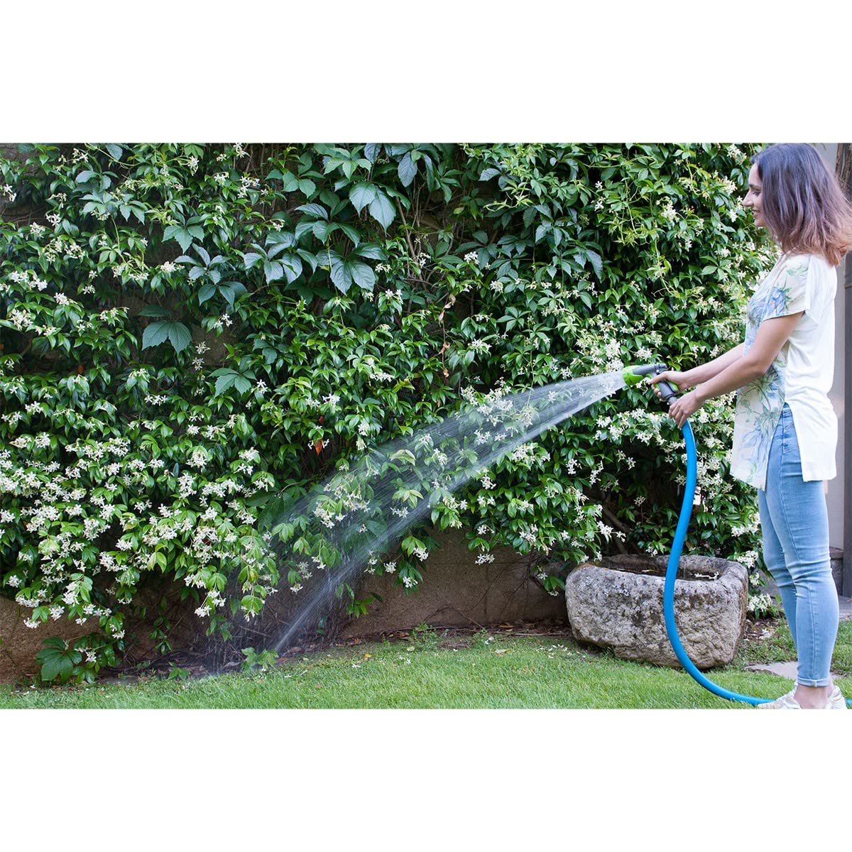 VITO Garden - 25 m wzmocniony PCW elastyczny wąż ogrodowy LongLIFE 15 mm | 5/8" z wytrzymałej tkaniny krzyżowej i trykotowej, odporny na ciśnienie i promieniowanie UV, nie zgina się, odporny na skręcanie