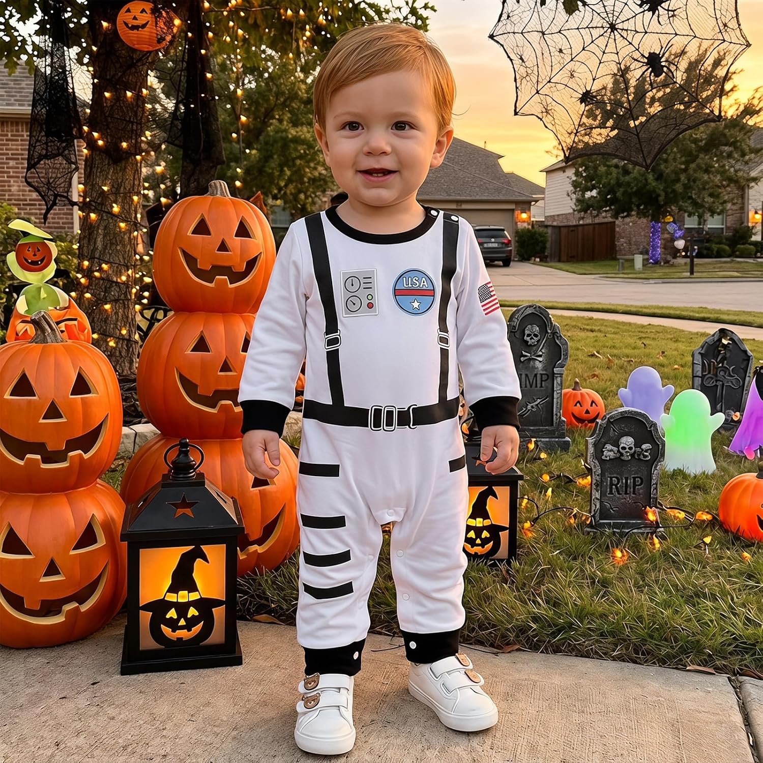 Baby Boy Girl Astronaut Costume Space Suit Romper Halloween Outfit