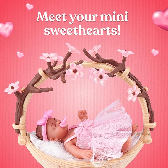 MY MINI Baby Sweet Hearts 2 Pack by ZURU Collectible Mystery Capsule Baby Doll with Accessories & Playset, Realistic Miniature Toy for Girls Ages 3+