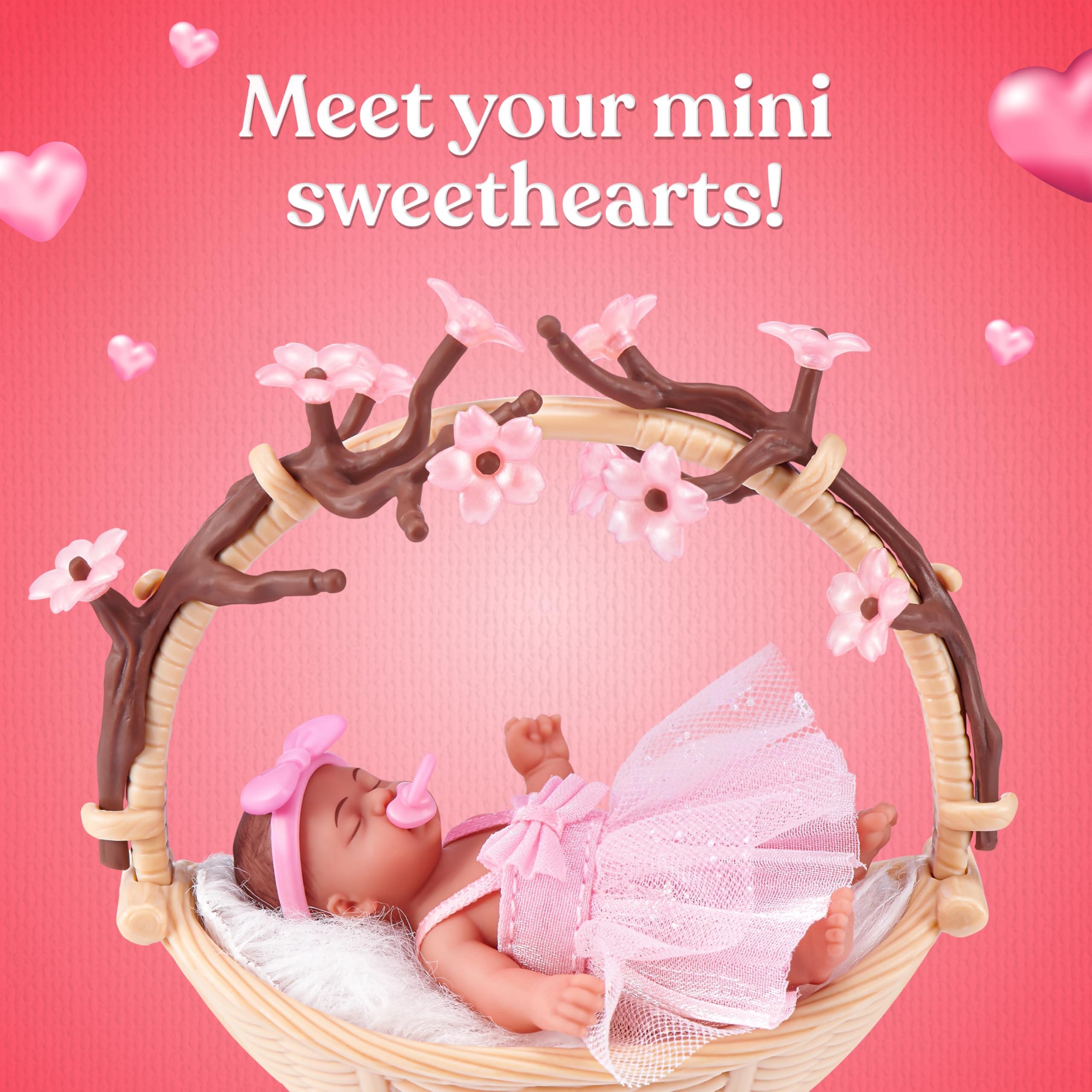 My Mini Baby Sweet Hearts Serie 1 2 Pack de ZURU – Cápsula Sorpresa Coleccionable con Muñeca Bebé, Accesorios y Set de Juego, Juguete Miniatura Realista para Niñas de 3+ Años