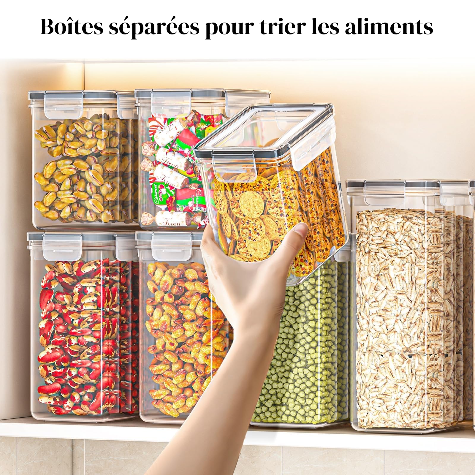 Storivo Food storage Lot de 24 boîtes de conservation hermétiques avec couvercle, organisateur de cuisine pour farine, sucre, céréales, etc., avec étiquettes et marqueurs, pour cuisine et