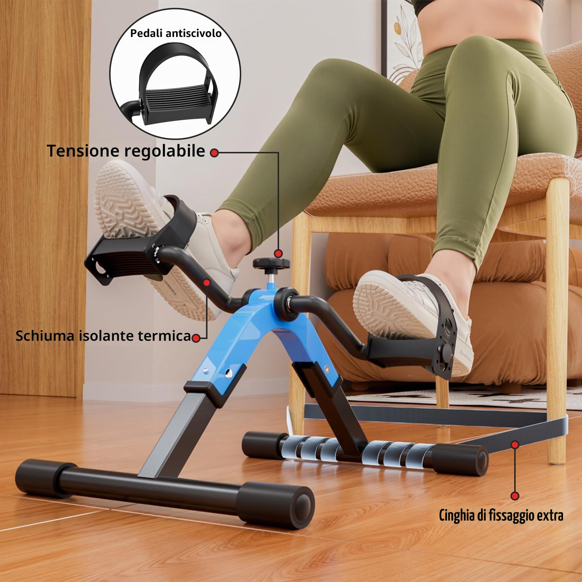 Pedale Exerciser Mini Cyclette per gamba e braccio basso impatto Exercisce Pedalatore pieghevole