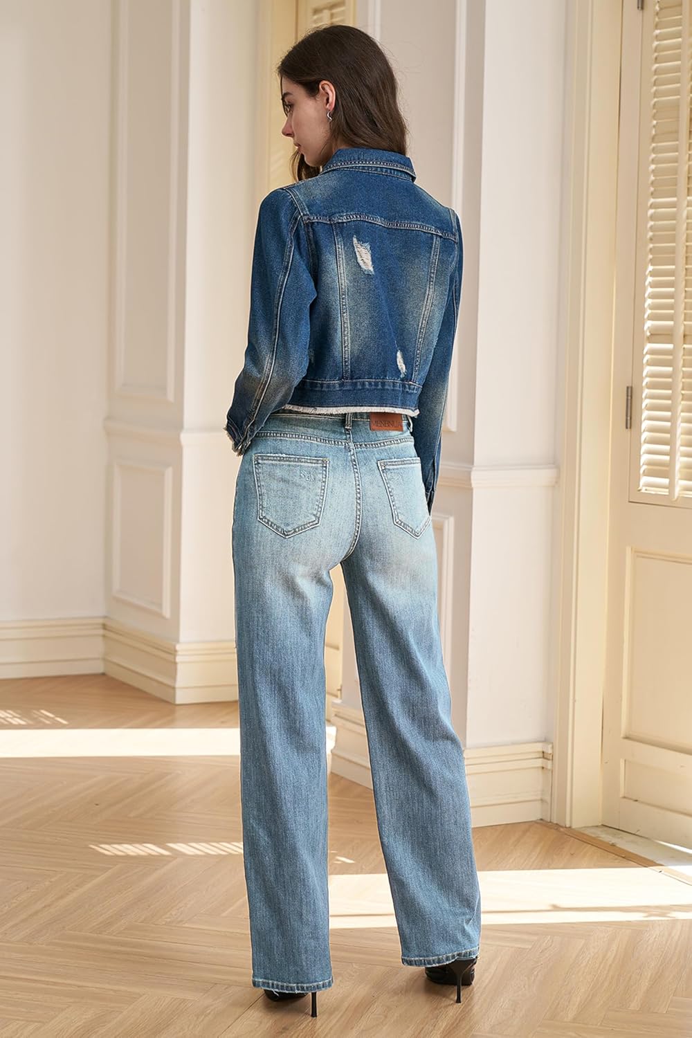 Women's High Waist Multiple Wash Straight Wide Leg Jeans Stretchy Tummy Control Classic Baggy Denim - Image 7