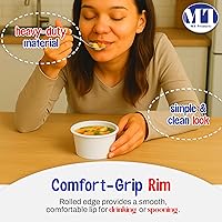 Vista 3 de MT Products Vasos de sopa de papel blanco con tapas de papel ventiladas de 8 onzas – 20 tazas y 20 tapas – Vasos desechables para helado o cuencos