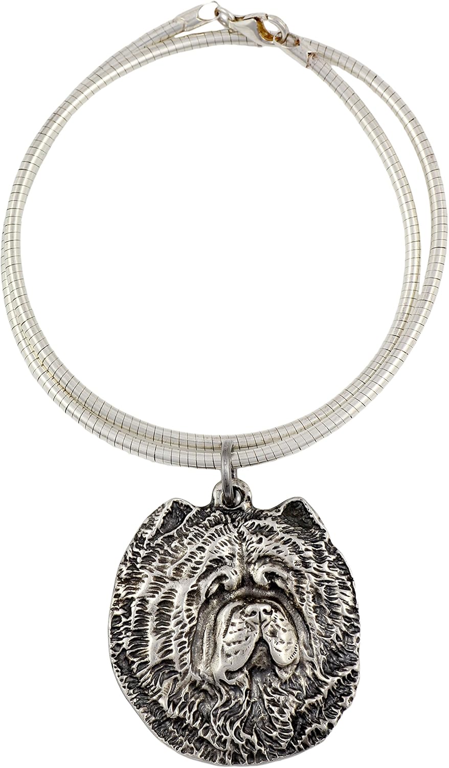 Art-Dog Collection Dog Pendant on Silver Thread - Handmade Dog Necklace with ZnAl Base and Silver Coating – Silver Dog Necklaces for Men and Women – Dog Breeds Jewelry – Chow Chow