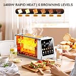 Keenstone 4 Slice Toaster, Digital Smart Toaster with TouchScreen, Memory Function, Single Slot Toasting, Timer, Reheat & Defrost for Bagels, Bread, Waffles, Muffin, Stainless Steel Kitchen Essentials