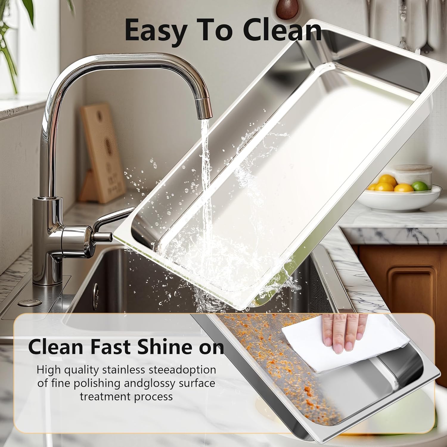 Chafing Dishes for Buffet 4 Pack, 9.5QT Food Warmers for Parties Buffet, Christmas Gatherings [Elegant Gold and Silver Colors] New upgrade Food Grade Stainless Steel,Buffet Servers and Warmers - Image 8