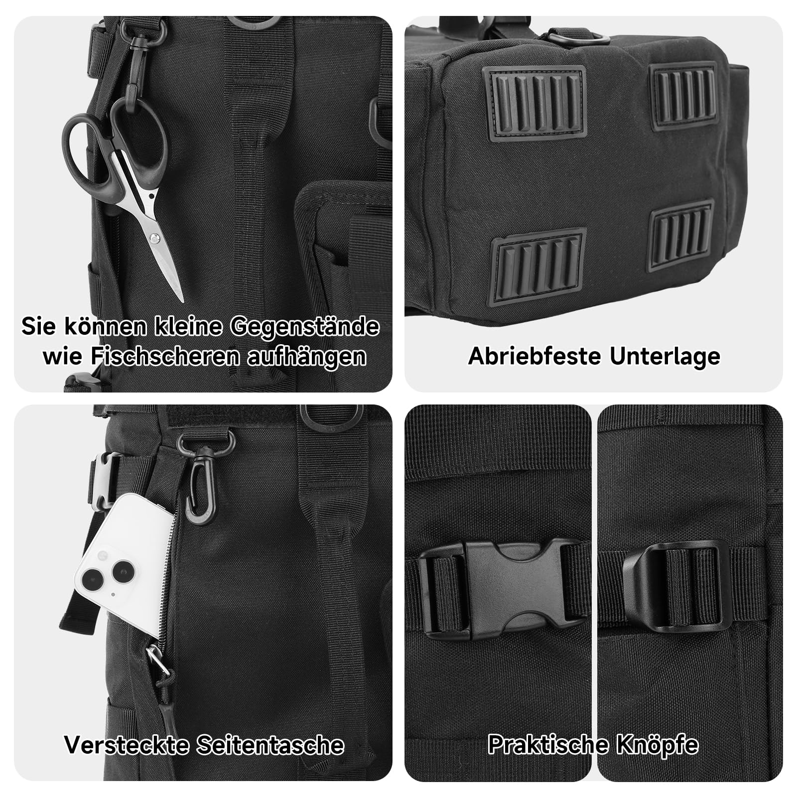 KOMCLUB Bolso para pesca, bolsa de almacenamiento para equipos de pesca, bolsa de hombro para equipo de pesca, almacenamiento de cañas, bolsa de herramientas para pesca, senderismo, caza, camping