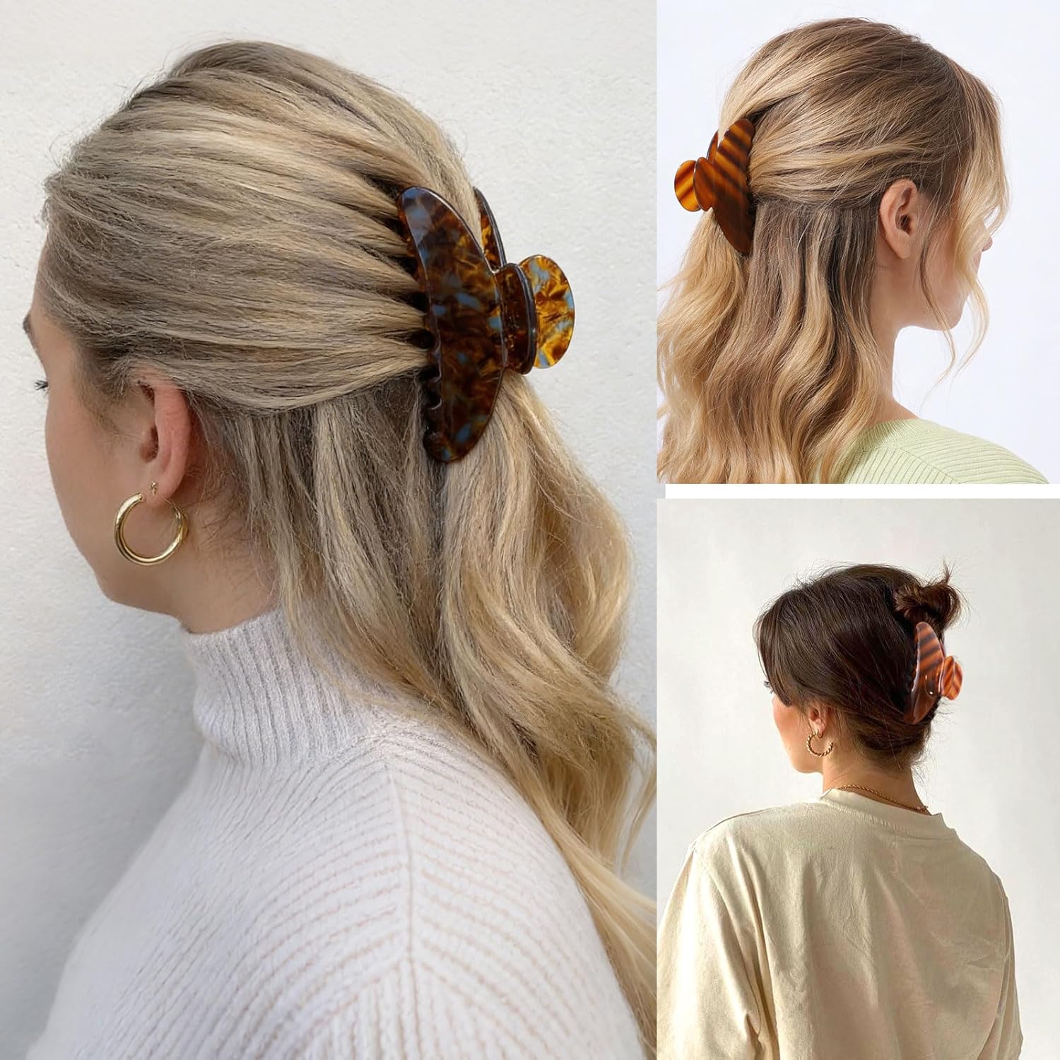 4.1 Inches Large Claw Clips for Women Acetate Claw Clip Set Big Tortoise Shell Claw for Thick Hair Premium Durable Non-Slip Strong Claw Clips - Image 7