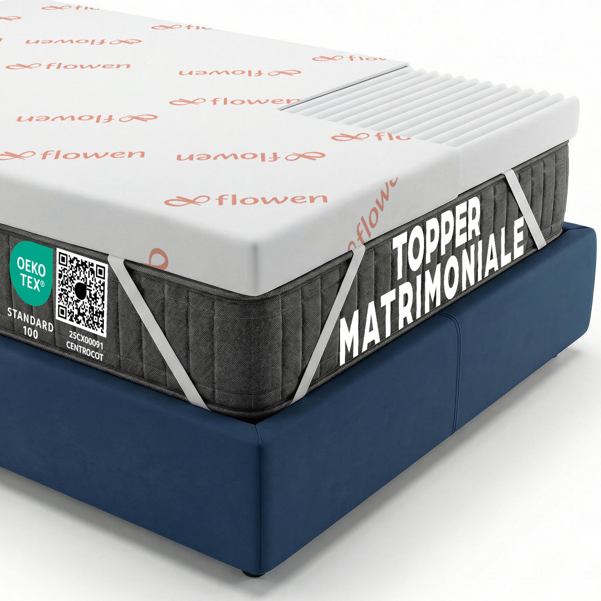 Topper Matrimoniale 200x200 in Foam per Materasso Super King Size Correttore Alto 6 cm con Rivestimento Sfoderabile e Lavabile Futon Top per Letto e Divano Letto per Comfort e Sonno Migliore
