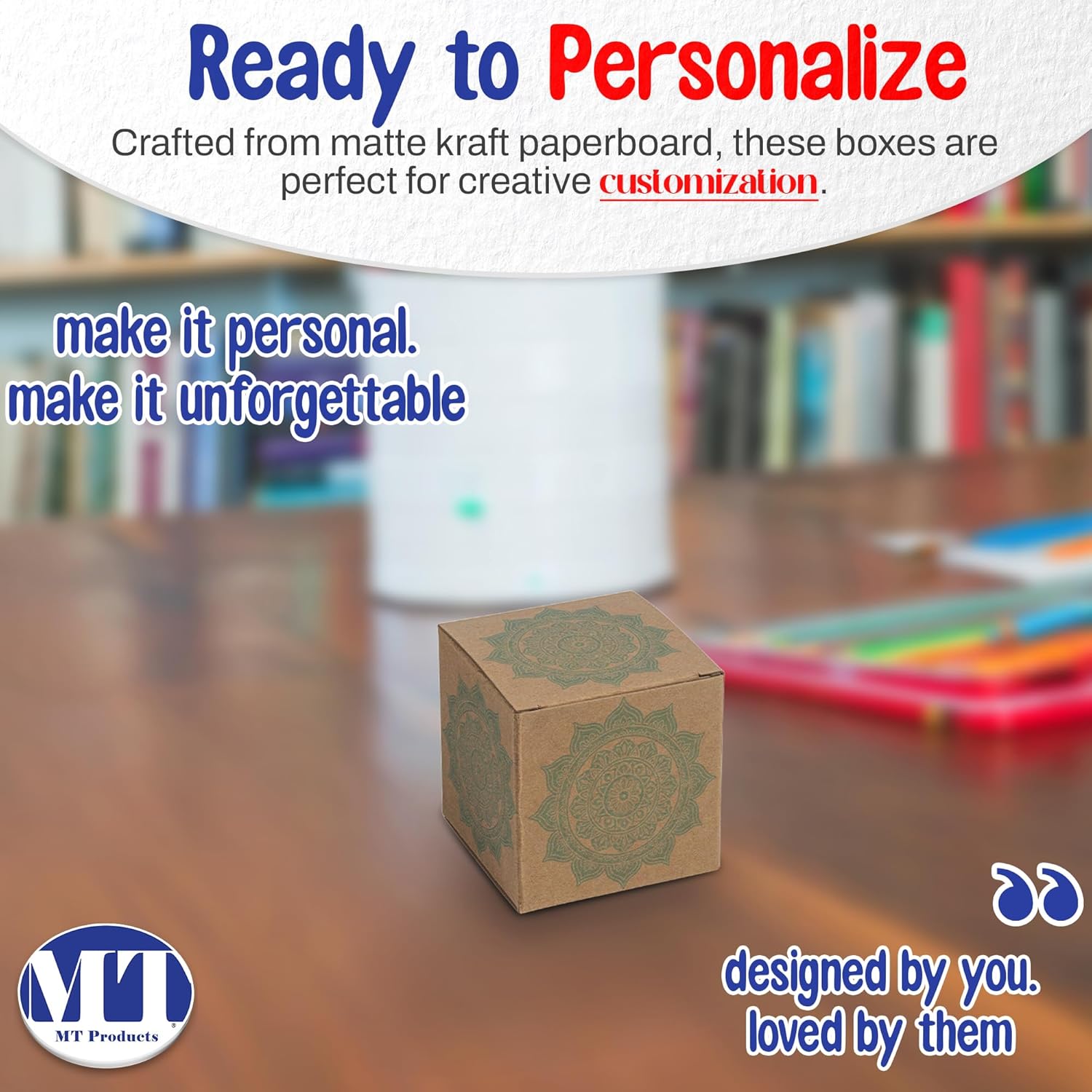MT Products Tuck Top Kraft Paper Board 4" x 4" x 4" - Gift Boxes Packaging - Pack of 30