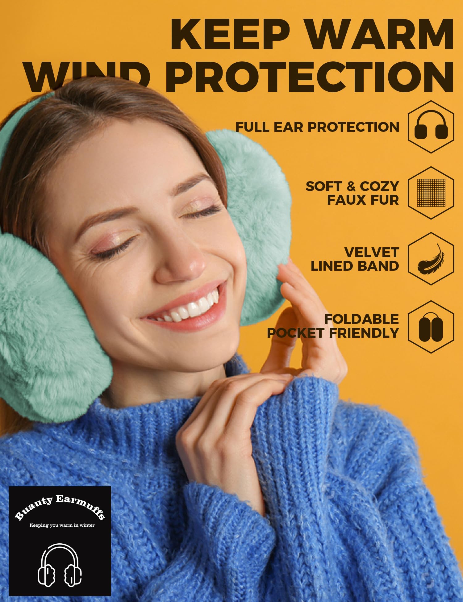 Buauty Ear Muffs Winter Women Men Soft Earmuffs Cute Ear Covers Cold Weather Fluffy Ear Warmers Headband Winter Accessories