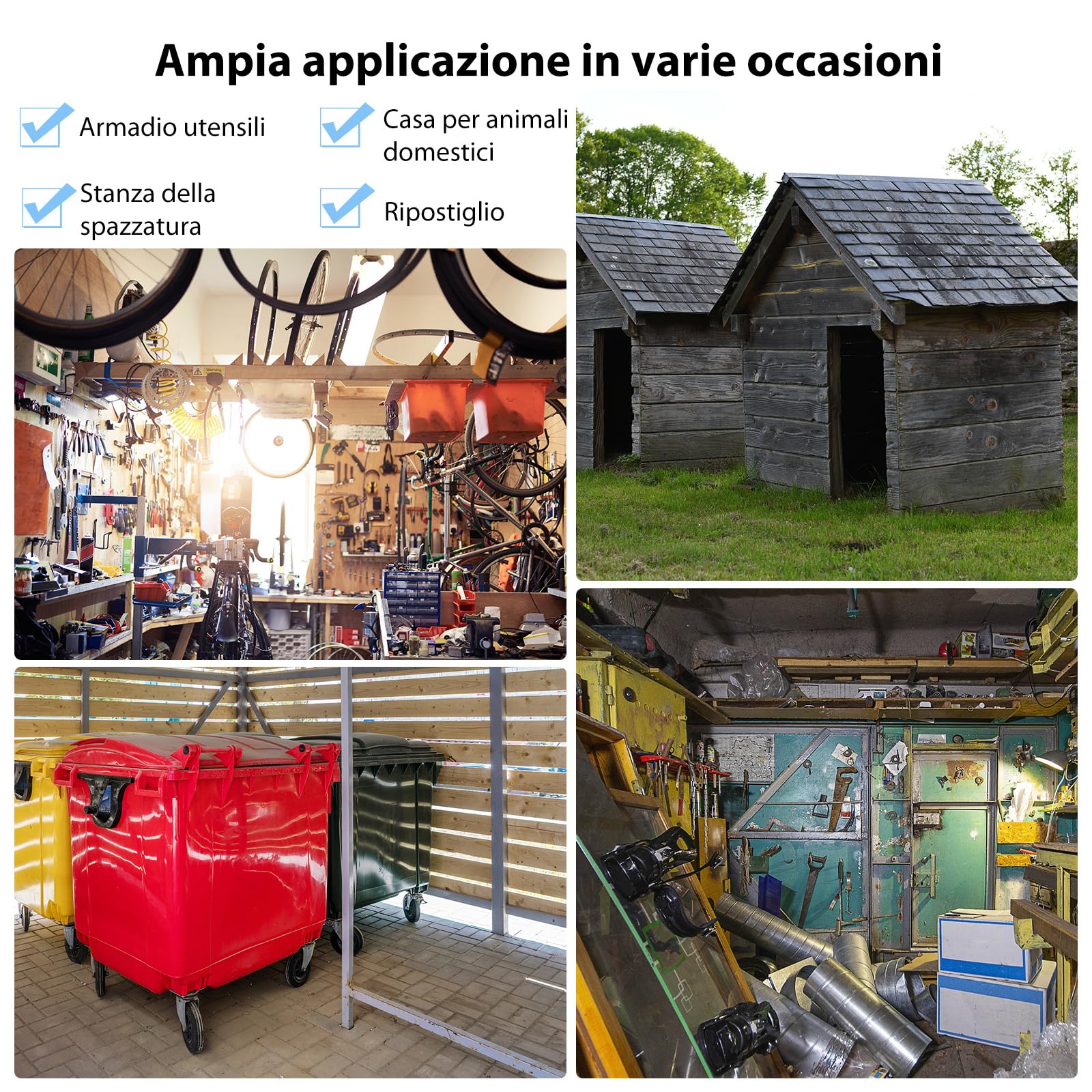 COSTWAY Casetta da Giardino 4,74㎡, Capanno da Esterno in Lamiera Acciaio Zincato Resistente alle Intemperie con 4 Feritoie, Doppie Porte e Rampa, 260 x 207 x 181 cm (Grigio chiaro)