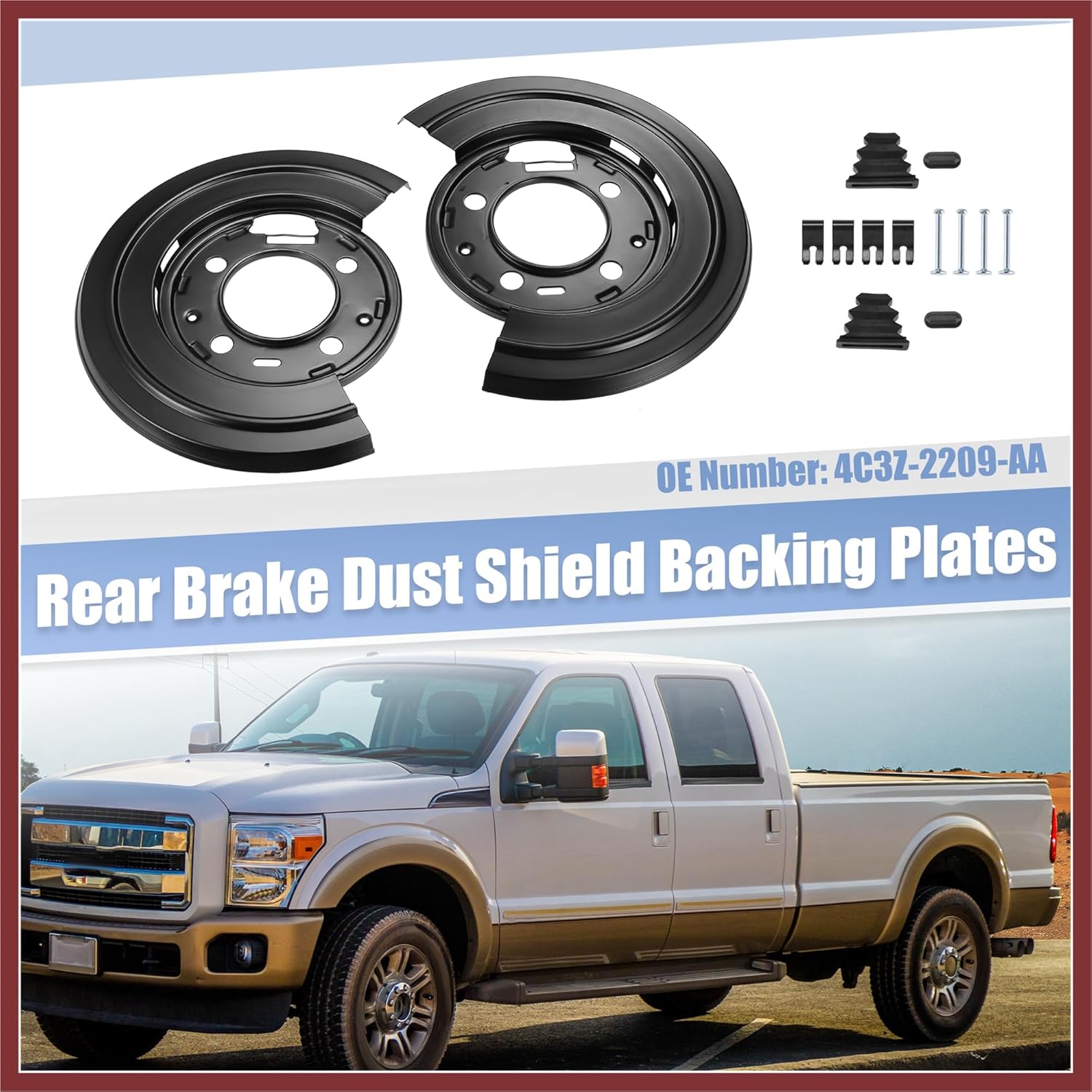 1 Set Rear Brake Dust Shield Backing Plates for Ford F250 Super Duty 1999-2010 4C3Z-2209-AA Replace Parts