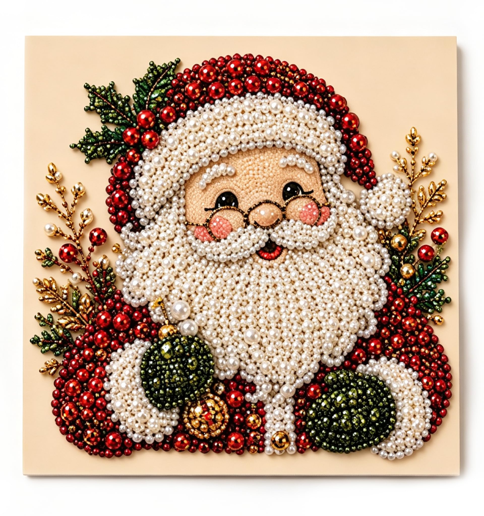 DONGTATA Christmas Diamond Painting Kit for Adults Santa Claus Diamond Art Kits 20 x 20 cm Pearl Bead Mosaic Craft Pre Framed Canvas with Pearl Beads Wax Pen and Sorting Tray DIY Christmas Décor