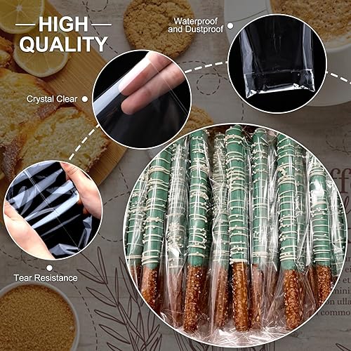 Miniatura 3 de OYAVISR Bolsas de celofán transparentes resellables de regalo autoadhesivas de 14 x 18 pulgadas, 20 bolsas grandes autosellantes para galletas,