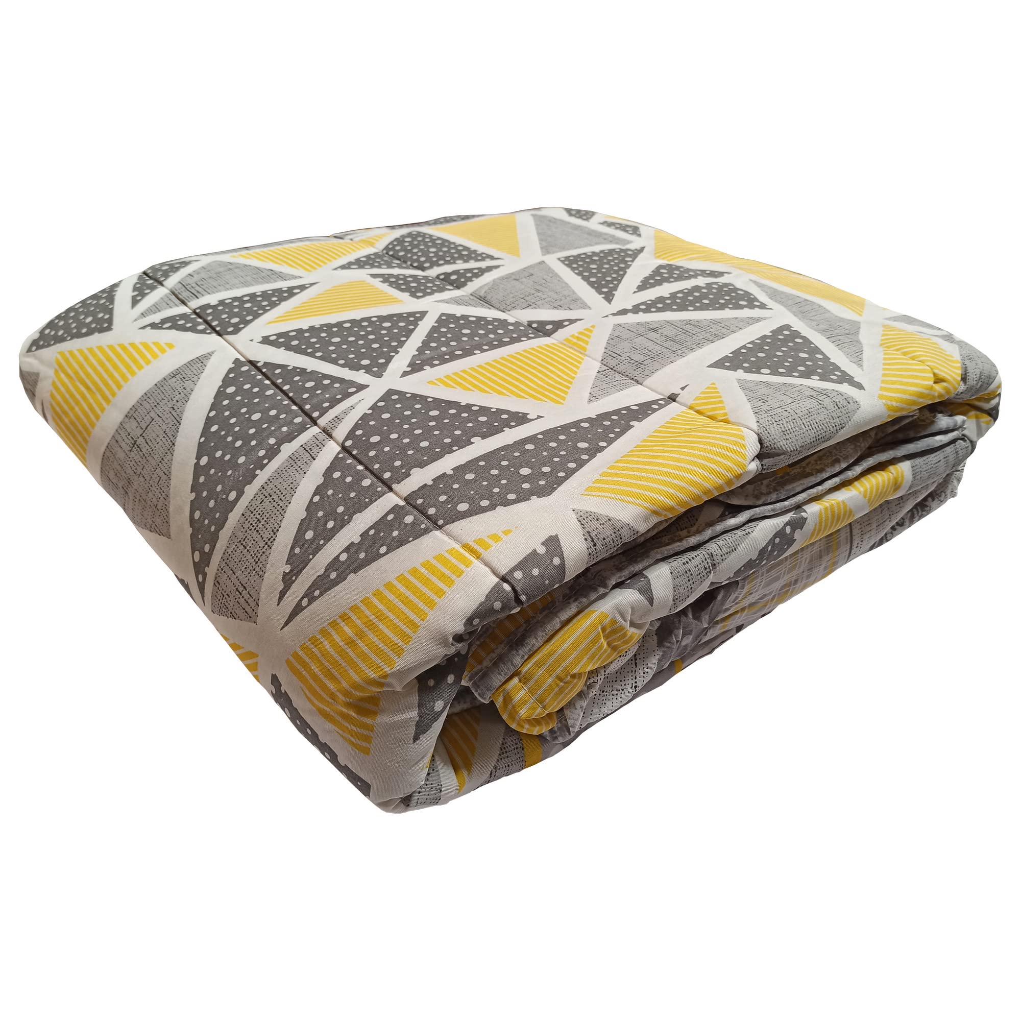 Fabienne Turkish Cotton Comforter Single Printed 155x215 cm (Yellow/Grey - Triangle Print)