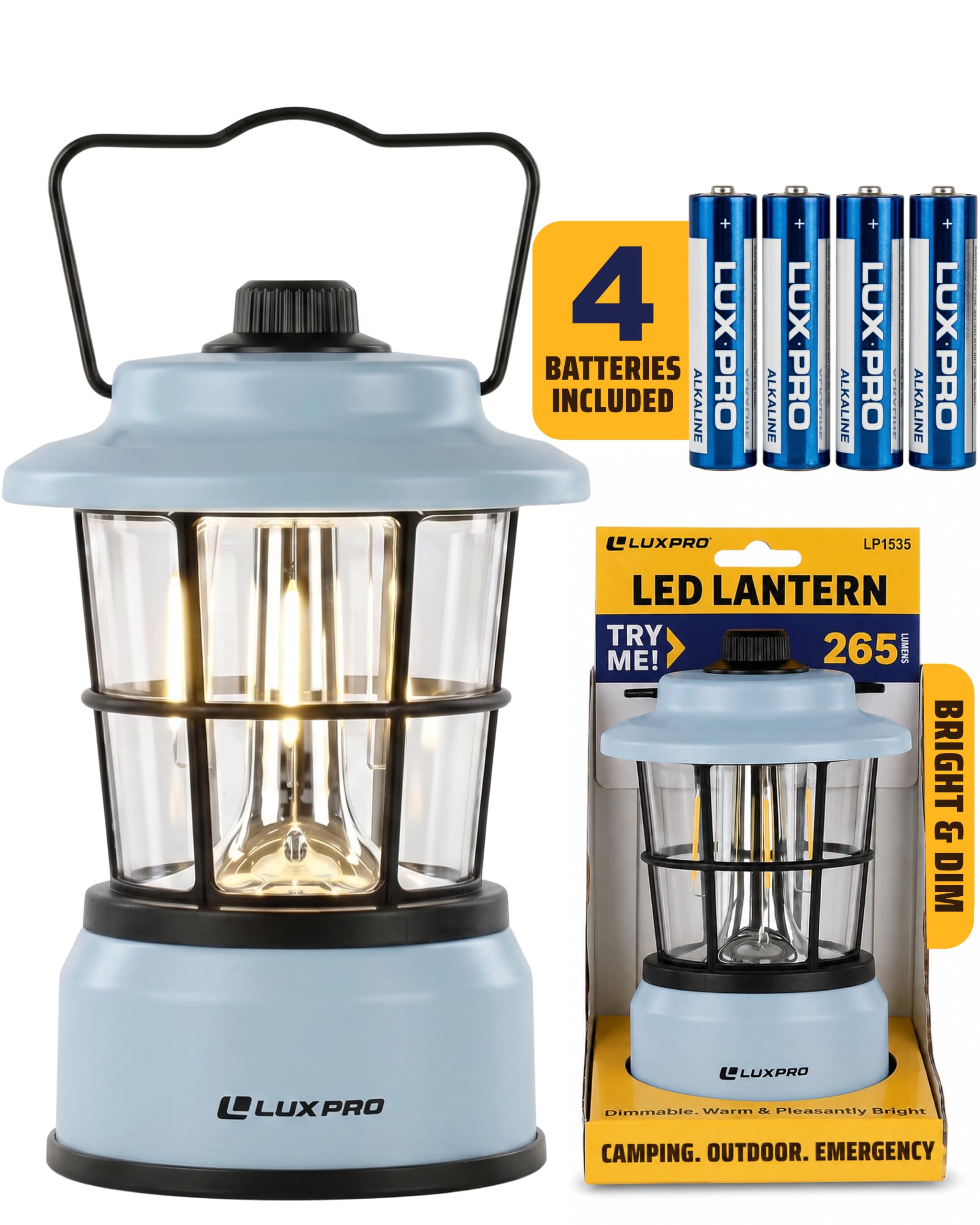 Retro Outdoor Lantern, Battery Lamp Camping Lantern LED Light, Blue