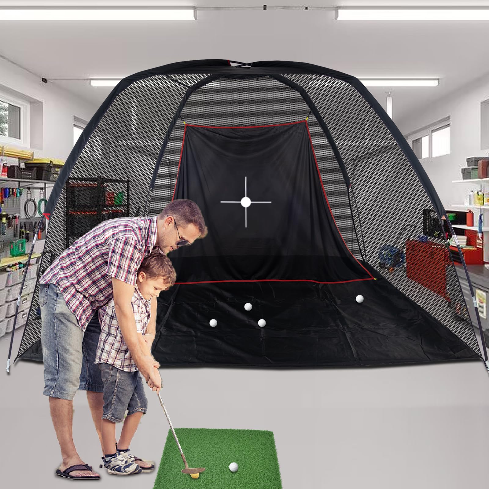 Kapler Reti da golf per cortile da 3,5 x 1,8 m, rete da golf portatile per casa, interni, esterni, garage, campo da golf, con bersaglio e borsa per il trasporto, regalo per uomini e bambini