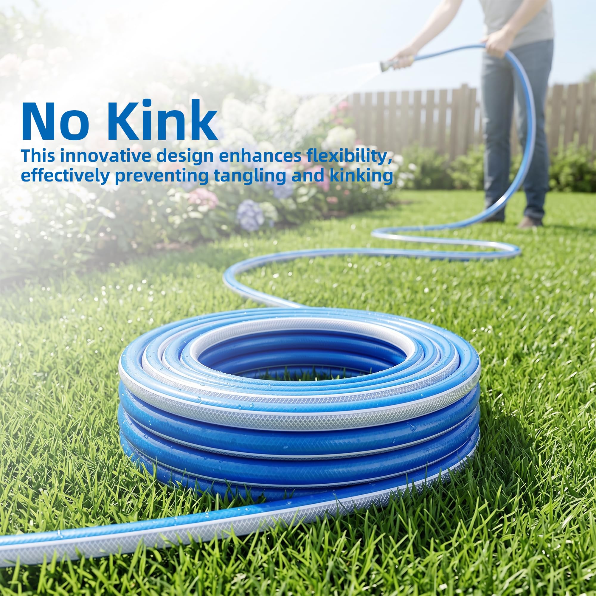 Solution4Patio niebieski krótki wąż ogrodowy 3/10.2 cm x 4.6 m męskie/żeńskie złączki z litego mosiądzu do bębna węża, zmiękczacza wody, osuszacza, kampera 8 lat, G-H164A16-US