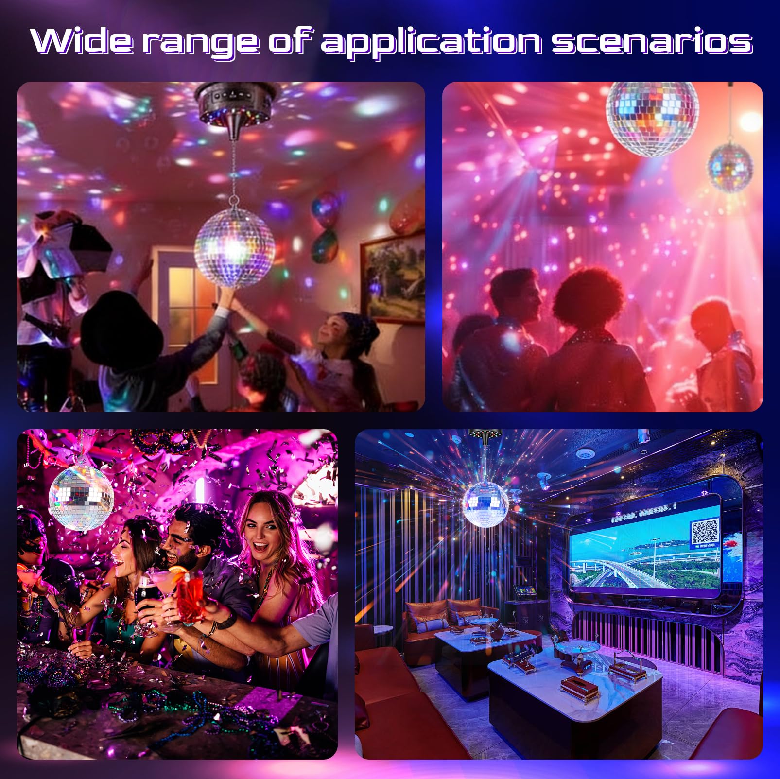 Bola de discoteca con motor y luz, bola de espejo de 20 cm con 30 perlas LED, 6 modos de color, 3 programas, mando a distancia y control de sonido, funciona con USB/batería para fiestas, discotecas